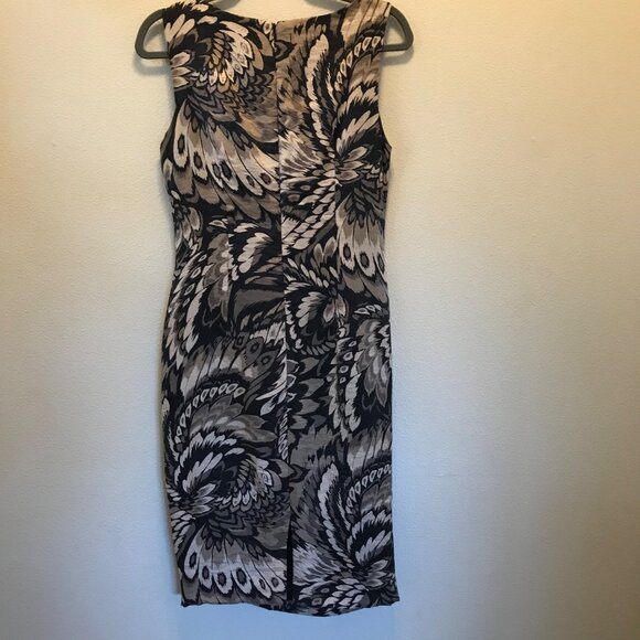 London Times Women's Metallic Peacock Print Cascading Ruffle Midi Dress Size 8‎ - Picture 7 of 11